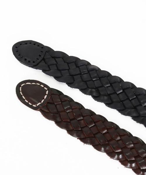 Magine（マージン）の「mko12993-Braided Leather Belt レザーメッシュベルト（ベルト・メンズ・ブラウン/ブラック・FREE）」の4枚目の写真