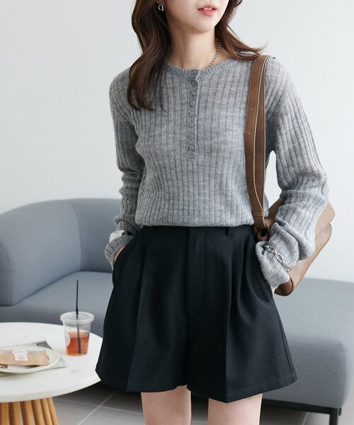 DISCOAT（ディスコート）の「メランジショートパンツ（その他パンツ・レディース・ブラック/チャコールグレー・FREE）」の5枚目の写真