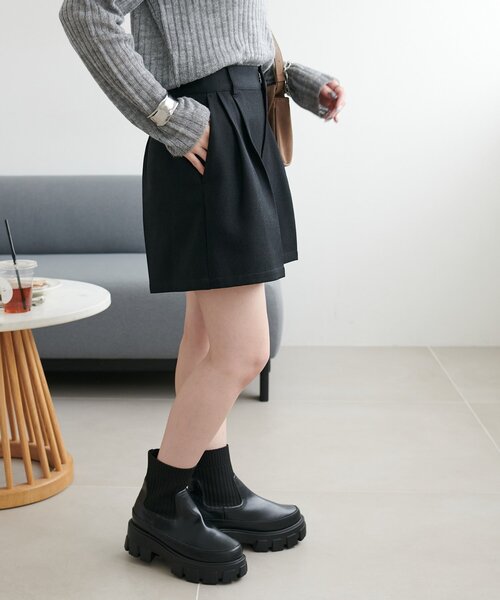 DISCOAT（ディスコート）の「メランジショートパンツ（その他パンツ・レディース・ブラック/チャコールグレー・FREE）」の4枚目の写真