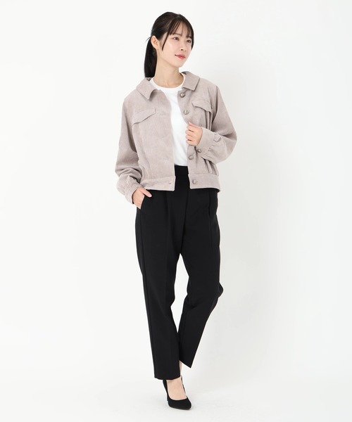 STRAWBERRY-FIELDS（ストロベリーフィールズ）の「ソフトコーデュロイ_バックリボンコーデュロイジャンパー（テーラードジャケット・レディース・グレイッシュベージュ・2）」の10枚目の写真