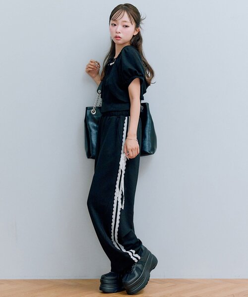 OLIVE des OLIVE（オリーブデオリーブ）の「フードレイヤードトップス（Tシャツ/カットソー・レディース・オートミール/ブラック/トップグレー・FREE）」の12枚目の写真