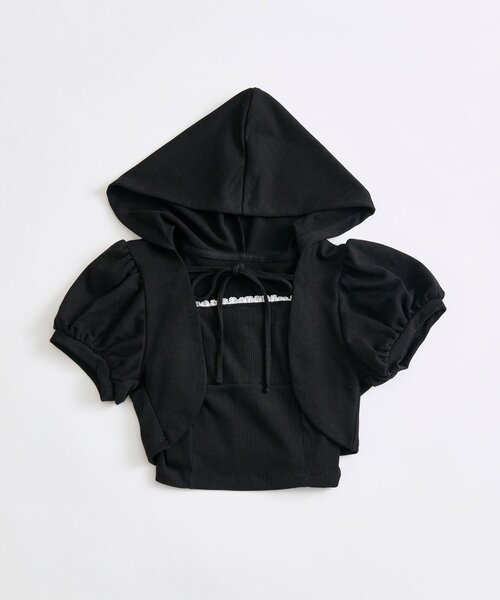 OLIVE des OLIVE（オリーブデオリーブ）の「フードレイヤードトップス（Tシャツ/カットソー・レディース・オートミール/ブラック/トップグレー・FREE）」の18枚目の写真