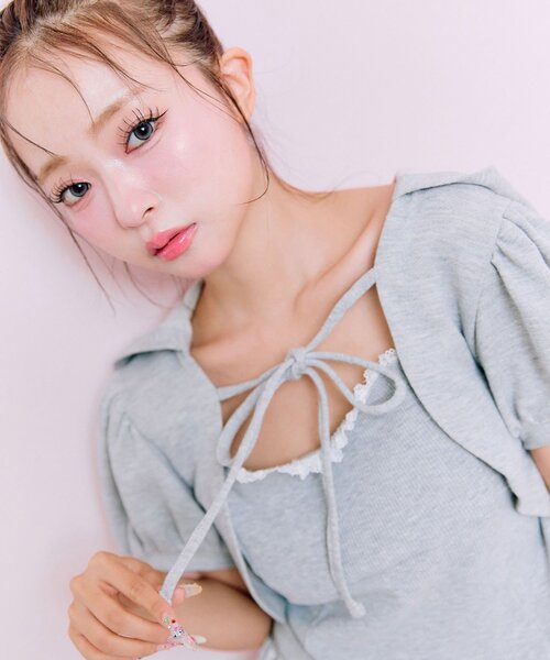 OLIVE des OLIVE（オリーブデオリーブ）の「フードレイヤードトップス（Tシャツ/カットソー・レディース・オートミール/ブラック/トップグレー・FREE）」の22枚目の写真