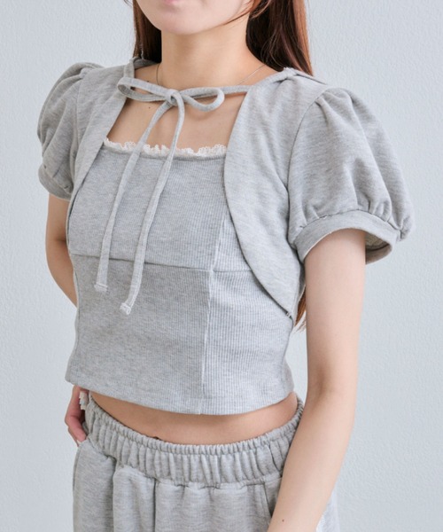 OLIVE des OLIVE（オリーブデオリーブ）の「フードレイヤードトップス（Tシャツ/カットソー・レディース・オートミール/ブラック/トップグレー・FREE）」の3枚目の写真