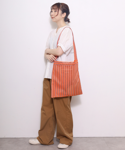 POU DOU DOU（プードゥドゥ）の「ストライプショルダーバッグ（ショルダーバッグ・レディース・オレンジ・フリー）」の9枚目の写真