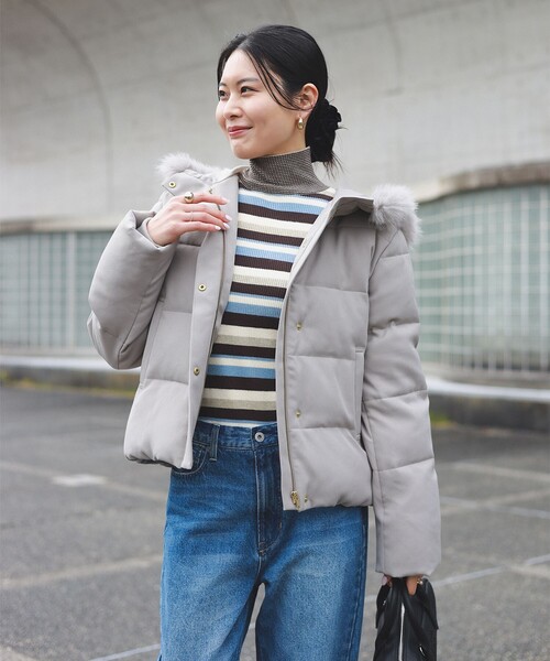 セール】【撥水】 フェイクファー付き ショートダウン（ダウン