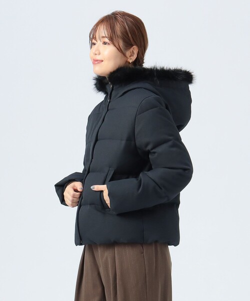 撥水】 フェイクファー付き ショートダウン（ダウンジャケット/コート