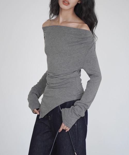 EIGHTHMONTH（エイスマンス）の「オフショルダーアシメトップス EM25a020【EIGHTHMONTH】（Tシャツ/カットソー・レディース・グレー/ブラウン・S/M）」の4枚目の写真
