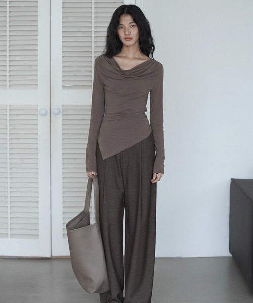EIGHTHMONTH（エイスマンス）の「オフショルダーアシメトップス EM25a020【EIGHTHMONTH】（Tシャツ/カットソー・レディース・グレー/ブラウン・S/M）」の9枚目の写真