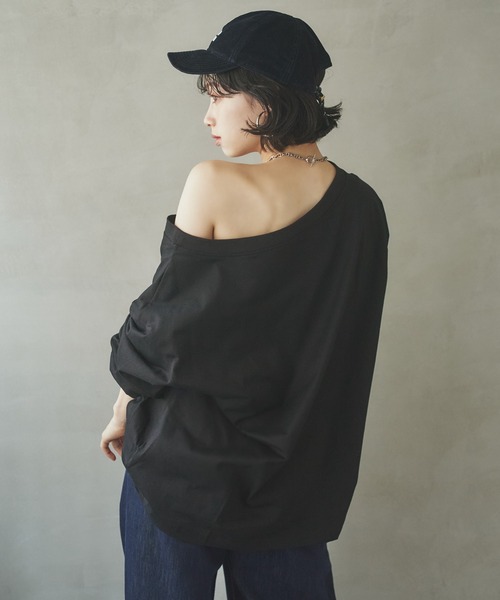 LAULEN（ローレン）の「loose long tee / ルーズロングT（Tシャツ/カットソー・レディース・ホワイト/ブラック/チャコールグレー/ブラウン・FREE）」の12枚目の写真