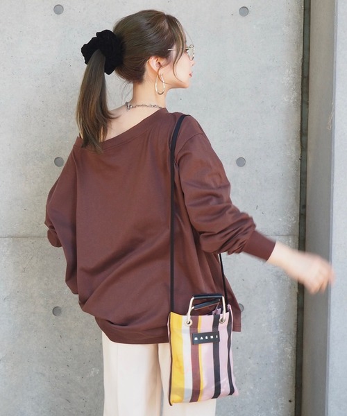 LAULEN（ローレン）の「loose long tee / ルーズロングT（Tシャツ/カットソー・レディース・ホワイト/ブラック/チャコールグレー/ブラウン・FREE）」の18枚目の写真