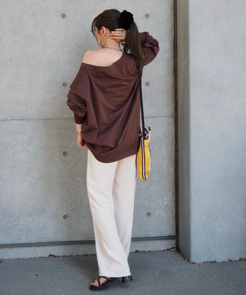 LAULEN（ローレン）の「loose long tee / ルーズロングT（Tシャツ/カットソー・レディース・ホワイト/ブラック/チャコールグレー/ブラウン・FREE）」の19枚目の写真