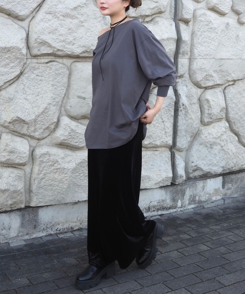 LAULEN（ローレン）の「loose long tee / ルーズロングT（Tシャツ/カットソー・レディース・ホワイト/ブラック/チャコールグレー/ブラウン・FREE）」の22枚目の写真