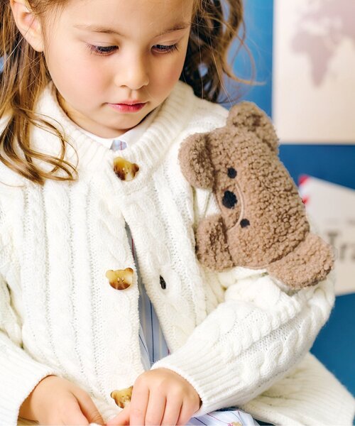apres les cours（アプレレクール）の「tiny bear モチーフカーディガン_マシンウォッシャブル（カーディガン/ボレロ・キッズ・サックスブルー/アイボリー・90/80/120/110/100）」の4枚目の写真
