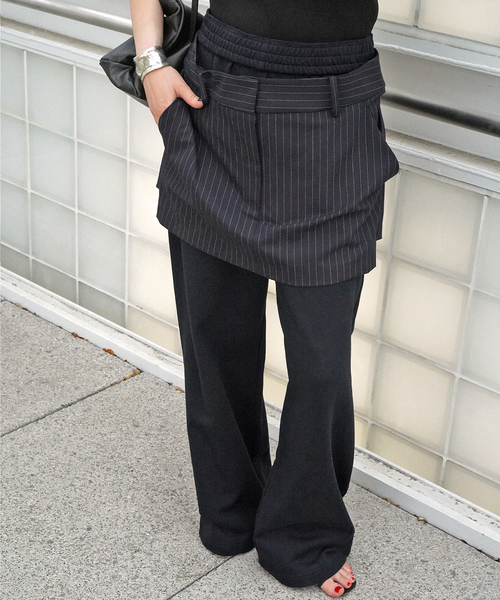 AP STUDIO(エーピーストゥディオ)の「レイヤードスウェットパンツ(スウェットパンツ・レディース・ネイビー/ブラック・36/38)」の14枚目の写真