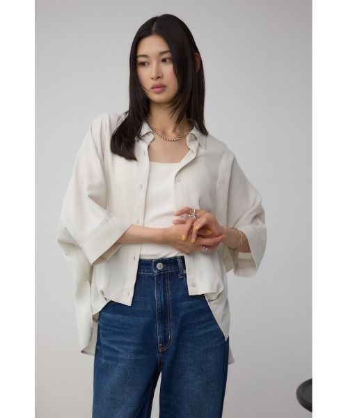 AZUL by moussy(アズールバイマウジー)の「楊柳タックヘムコクーンシャツ(シャツ/ブラウス・レディース・アイボリー/ブラック/グレー・FREE)」の18枚目の写真