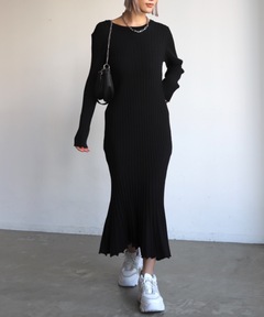 セール】【完売間近】ホックカラーリブニットワンピ（ワンピース