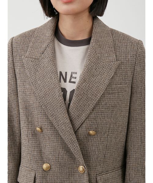 チェック金釦ダブルブレストブレザー（テーラードジャケット
