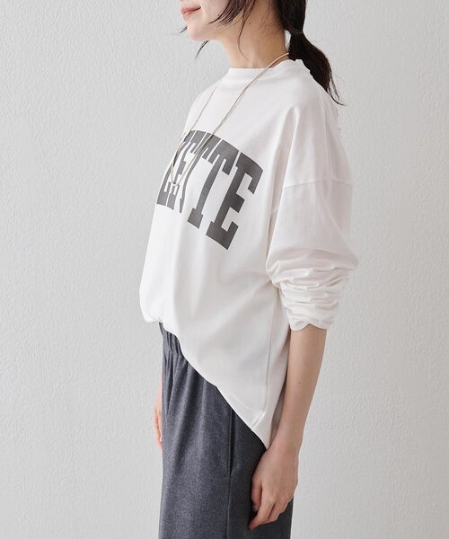 Whim Gazette(ウィムガゼット)の「GAZETTEロングTシャツ(Tシャツ/カットソー・レディース・ライトグレー/オフホワイト・FREE)」の4枚目の写真