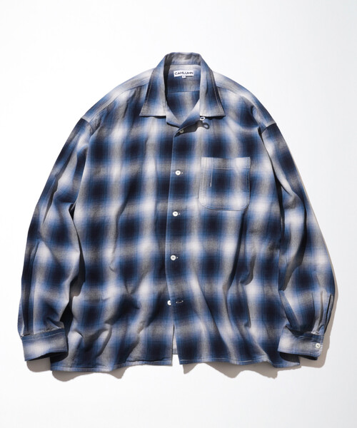 CAHLUMN/カウラム Magazine Pocket Open Collar Shirt(Ombre