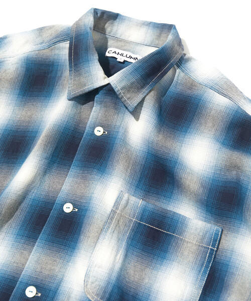 CAHLUMN/カウラム Magazine Pocket Open Collar Shirt(Ombre)/マガジン