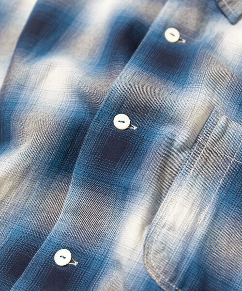 CAHLUMN カウラム　チェックシャツ　ブルー　L CAHLUMN シャツ CAHLUMN/カウラム Magazine Pocket Broad Shirt