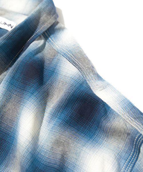 CAHLUMN(カウラム)の「CAHLUMN/カウラム Magazine Pocket Open Collar Shirt(Ombre)/マガジンポケット オープンカラーシャツ オンブレチェック(シャツ/ブラウス・メンズ・グレー/ブルー・LARGE/MEDIUM/XX-LARGE/X-LARGE)」の9枚目の写真