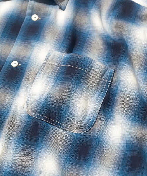CAHLUMN/カウラム Magazine Pocket Open Collar Shirt(Ombre)/マガジン