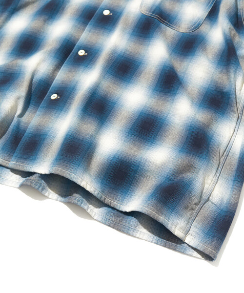 CAHLUMN(カウラム)の「CAHLUMN/カウラム Magazine Pocket Open Collar Shirt(Ombre)/マガジンポケット オープンカラーシャツ オンブレチェック(シャツ/ブラウス・メンズ・グレー/ブルー・LARGE/MEDIUM/XX-LARGE/X-LARGE)」の7枚目の写真