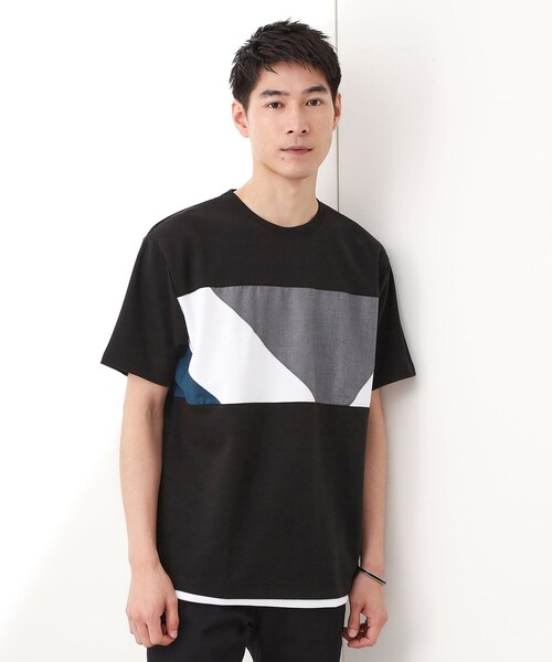 THE SHOP TK (ザ ショップ ティーケー )の「パネル切替半袖Tシャツ 【接触冷感/洗濯機OK】(Tシャツ/カットソー・メンズ・ブラック/オフホワイト/モスグリーン・03/02)」の3枚目の写真