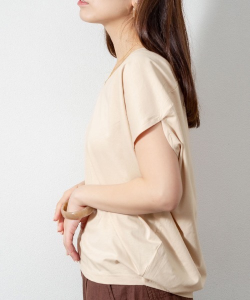 RCD(アールシーディー)の「綿100% コクーンドルマンカットソー(Tシャツ/カットソー・レディース・ブラック/杢グレー/ホワイト/ライトベージュ・M-L/LL~3L)」の10枚目の写真