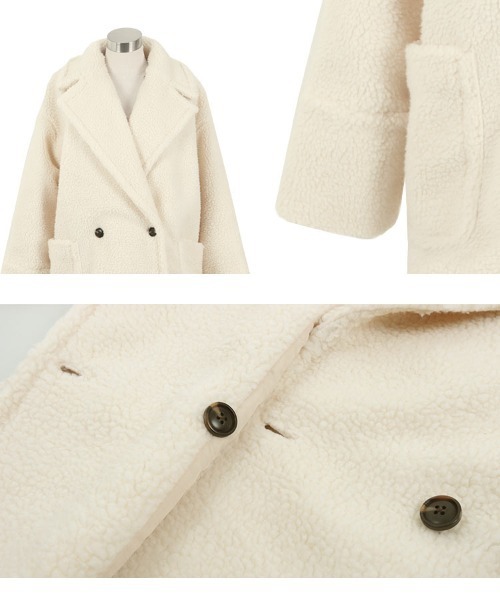 KOBE LETTUCE（コウベレタス）の「ビッグカラーボアコート（チェスターコート・レディース・ネイビー/キャメル/アイボリー・M）」の11枚目の写真