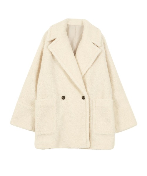 KOBE LETTUCE（コウベレタス）の「ビッグカラーボアコート（チェスターコート・レディース・ネイビー/キャメル/アイボリー・M）」の13枚目の写真