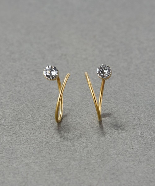 金属アレルギー対応】ダブルループモチーフピアス/ニッケルフリー