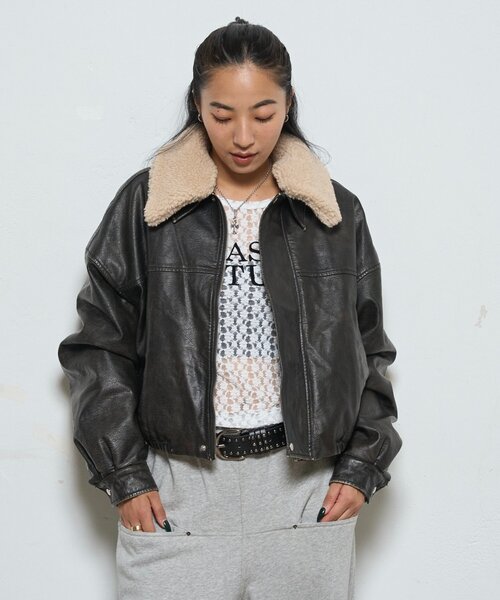 セール】【UNISEX/サイズ展開あり】3way ヴィンテージライクレザーボア