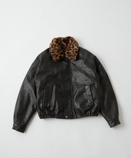WHO’S WHO gallery ヴィンテージライクフェイクレザーボアブルゾン WHO'S WHO gallery（フーズフーギャラリー）の「ヴィンテージライク