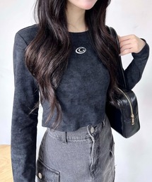 INGNI（イング）の「ムラ染めメタルロゴロングTシャツ（Tシャツ/カットソー）」