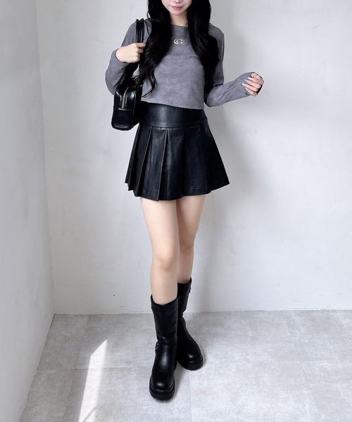 INGNI（イング）の「ムラ染めメタルロゴロングTシャツ（Tシャツ/カットソー・レディース・ブラック/グレー/オフホワイト・M）」の19枚目の写真