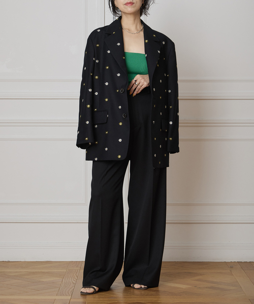 セール】IENA LA BOUCLE フラワーエンブロイダリーウール2Bジャケット