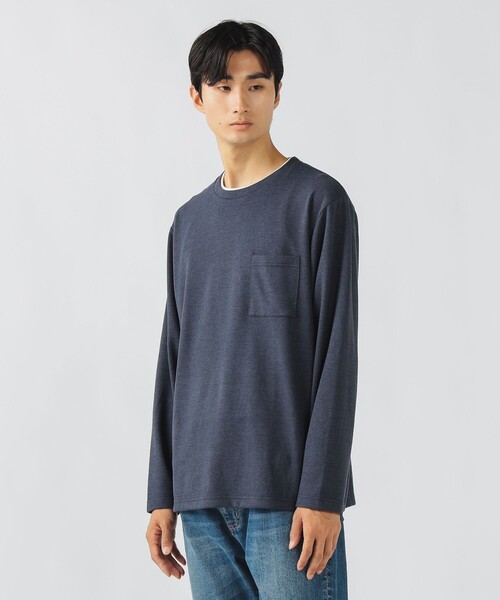 BEAMS HEART(ビームスハート)の「杢 カルゼ ニットソー(Tシャツ/カットソー・メンズ・ネイビー/チャコールグレー・L/XL/S/M)」の2枚目の写真