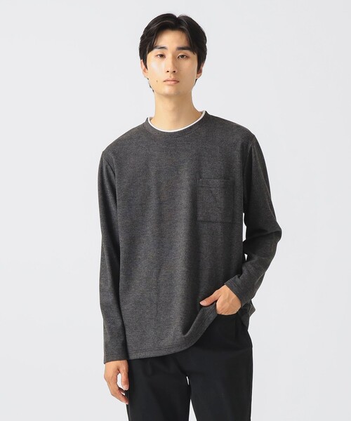 BEAMS HEART(ビームスハート)の「杢 カルゼ ニットソー(Tシャツ/カットソー・メンズ・ネイビー/チャコールグレー・L/XL/S/M)」の1枚目の写真
