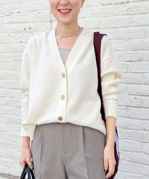 【新品】今期　ノーリーズ　ブラウン Vネック カーディガン 長袖　タグ付 NOLLEY'S（ノーリーズ） カーディガン 「WEB限定」カシミヤブレンド