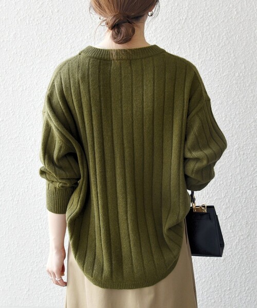 セール】SHIPS any:〈手洗い可能〉ヤク ワイドリブ ラウンドヘム