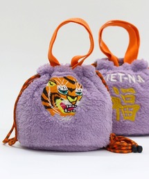 HOUSTON（ヒューストン）BOA NYLON EFFECT BAG/虎/ボア＆ナイロンエフェクトバッグ/巾着ミニショルダーバッグ レディース メンズ ユニセックス