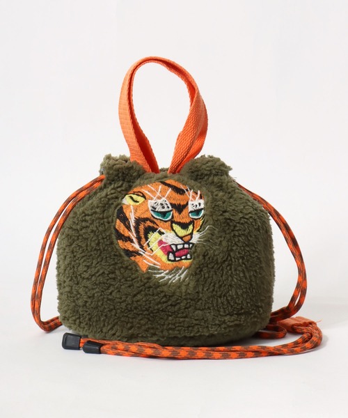 HOUSTON(ヒューストン)の「HOUSTON(ヒューストン)BOA NYLON EFFECT BAG/虎/ボア&ナイロンエフェクトバッグ/巾着ミニショルダーバッグ レディース メンズ ユニセックス(ショルダーバッグ・レディース・ブルー/オリーブ/ラベンダー・FREE)」の6枚目の写真