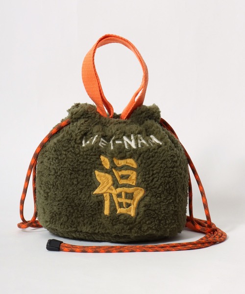 HOUSTON(ヒューストン)の「HOUSTON(ヒューストン)BOA NYLON EFFECT BAG/虎/ボア&ナイロンエフェクトバッグ/巾着ミニショルダーバッグ レディース メンズ ユニセックス(ショルダーバッグ・レディース・ブルー/オリーブ/ラベンダー・FREE)」の5枚目の写真