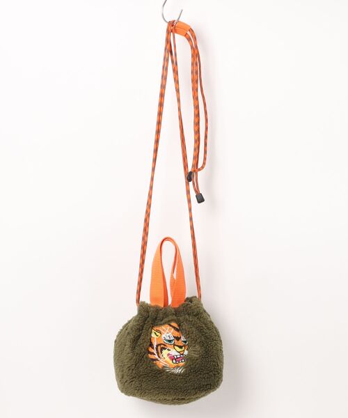 HOUSTON(ヒューストン)の「HOUSTON(ヒューストン)BOA NYLON EFFECT BAG/虎/ボア&ナイロンエフェクトバッグ/巾着ミニショルダーバッグ レディース メンズ ユニセックス(ショルダーバッグ・レディース・ブルー/オリーブ/ラベンダー・FREE)」の4枚目の写真