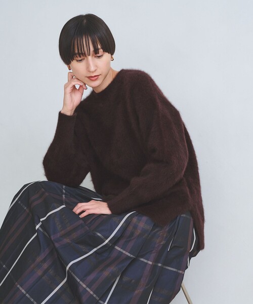 ユナイテッドアローズ 現行 フォックスカシミヤクルーネックニット パープル UNITED ARROWS - 【LT.PINK】フォックス カシミヤ クルーネック