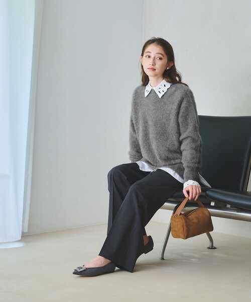 UNITED ARROWS フォックス カシミヤ クルーネックニット　グレー フォックスカシミヤ クルーネック ニット（ニット/セーター