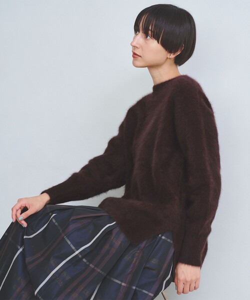 ユナイテッドアローズ 現行 フォックスカシミヤクルーネックニット パープル フォックス カシミヤ クルーネックニット 23FW